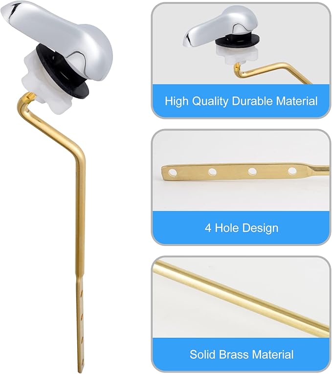 iFealClear 2 Pack Universal Brass Toilet Handle Replacement Kit, Side/Angle Mount Toilet Tank Flush Lever with Lock Nut, Fits Most Toilets, Chrome