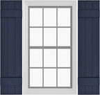 Board & Batten Vinyl Shutters (1 Pair) | 11"x47" (3-Board) - Navy Night Sky | Exterior Window Shutters | Includes Mounting Hardware | Simple Installation | Made in USA