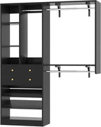 Closet System - 5FT Small Closet System with Drawers, 60" Closet Organizer System with Reversible Hanging Shelving, Closet Systems for Small/Walk-in Closets, Black