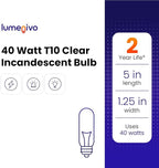 lumenivo Piano Light Bulb 40 watt 120 Volts 一 40T10/CL Light Bulb Display Replacement for Creative Hobbies 3090 一 T10 Bulb Medium Base (E26) Clear Incandescent Bulb for Illuminated Display 一 4 Pack