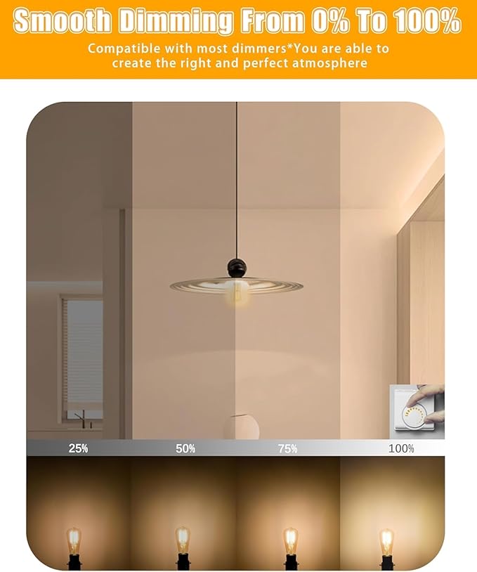 MASTERY MART 120 Pack Vintage LED Edison Bulbs, E26 Led Bulb 5.5W Equivalent to 60W, Dimmable, Soft White 2700K, High Brightness ST58 Antique LED Filament Bulbs, Clear Glass