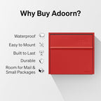 Wall Mount Mailbox - Small, Anti-Theft Locking Mailbox, Weatherproof Mailboxes for Outside The House, 13.5" H x 15" L x 5.5" D - Red