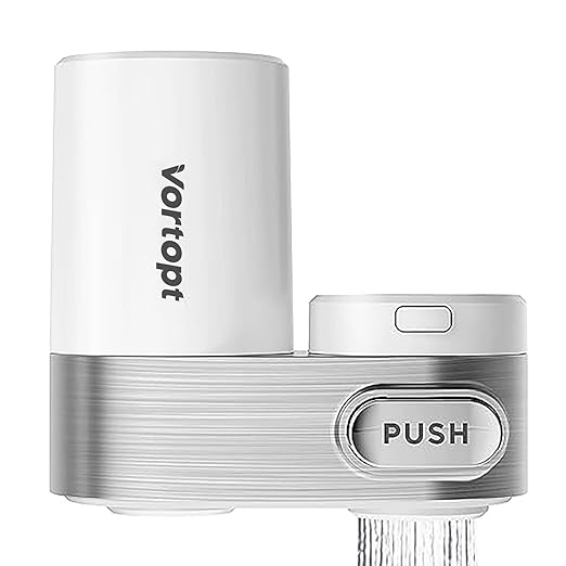 Faucet Water Filter for Sink, Mechanical Switch Button - 350 Gallon Water Purifier for Sink, NSF Certified, Reduces Chlorine and Bad Taste with One Replacement, T5 (White)