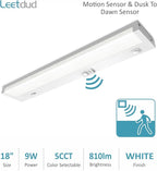 Under Cabinet Lighting Motion Sensor Hardwired, 18 Inch 9W Dimmable, 5 CCT 2700/3000/3500/4000/5000K, Eyes Care Design Linkable Under Counter Lights for Kitchen, Sink, ETL Listed, White