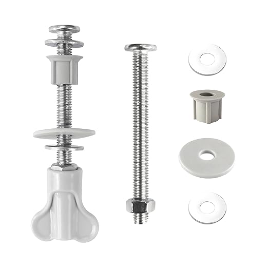 2Pcs Universal Toilet Tank Bolts Nuts, Heavy Duty Toilet Seat Screw Bolt Set, Premium Stainless Steel Hardware with Rubber Washers, Extra Long Nuts Easy Installation (MFL02)