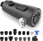 iFealClear Unversal Metal Kitchen Faucet Head Replacement, 3 Modes Pull Down Kitchen Sink Sprayer Head, Compatible with Moen, Delta, American Standard Faucets, 15 Adapters, Oli Rubberd Bronze