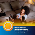 Technical Precision T4 Type 12 Watts Fluorescent Round Tube Bulb Replacement for VTLAMP10 Desk Lamps 5.4 Inch OD Circular Tube Light G10q-4 4-Pin Square Base - 6400K Light - 1 Pack