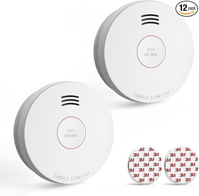 Jemay Smoke Detector Fire Alarms,10 Year Battery Smoke Detectors with Photoelectric Sensor & Hush Function, Easy to Install Smoke Alarm with Magnetic for Home,UL217-9th Listed, 2 Packs