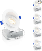 Ensenior 4 Pack 4 inch 5CCT LED Gimbal Led Recessed Light with Junction Box, 360°+90° Adjustable Directional Eyeball Lighting, Dimmable, 2700K/3000K/3500K/4000K/5000K, 950LM, 10W=85W-ETL&FCC