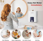 ThermoMate Mini Tank Water Heater Electric UL Listed, ES400B 4 Gallon Point of Use Under Sink Water Heater, 120V Corded Wall or Floor Mounted