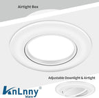 4 Inch Recessed Lighting 6 Pack,Ajustable Led Eyeball Gimbal Light,Led Recessed Lighting 4 Inch Ceiling Light with Junction Box,5CCT Selectable,Airtight,9W 750LM,Dimmable,ETL Listed