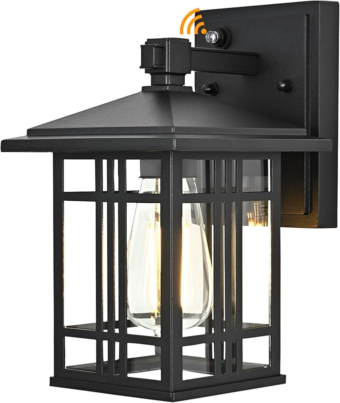 Porch Light Outdoor Wall Mount Fixture - Dawn to Dusk Exterior Lighting, Anti-Rust Aluminum for House, Outside Patio