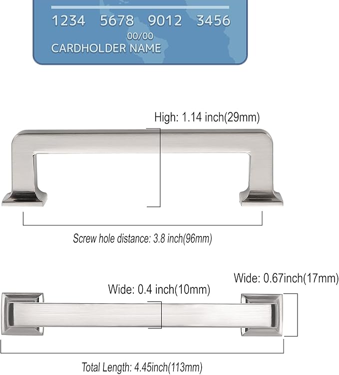 10 Pack 3.75"(96mm) Brushed Satin Nickel Cabinet Pulls Kitchen Cabinet Handles Drawer Pulls Cupboard Hardware for Cabinets CK0078