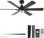 52in Ceiling Fans with Lights RGB Ceiling Fan with Light and Remote/APP Control,Low Profile Ceiling Fans with Lights for Bedroom,Living Room,Kids Room,3CCT Dimmable Modern Ceiling Fan, 8 Speeds,black