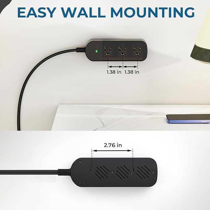 Outdoor Power Strip Weatherproof, Transparent IPX6 Waterproof Surge Protector with 3 Wide Outlets, 1625W/13A, 10FT Extension Cord, Wall Mountable for Indoor Outdoor, UL FCC Listed