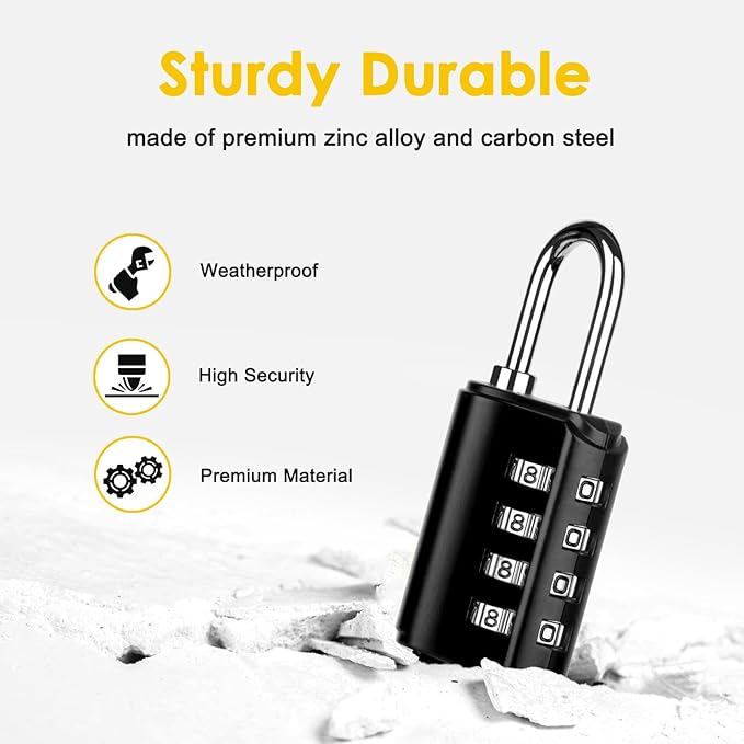 Combination Lock Outdoor with Key Outdoor Waterproof, 4 Digit Padlock for School Gym Sports Locker,2 Pack Padlock with Hasp Storage, Combination Padlock, Cabinet Doors, Fence, Garage