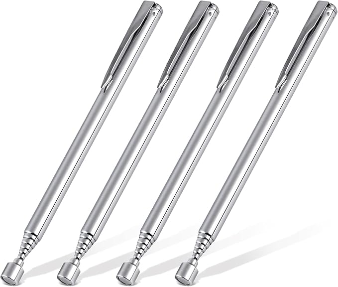 4 Pieces 3.5LBs Telescoping Magnetic Pickup Tool, with Pen Clip Design, Magnet Stick Rod Extendable 5.1" to 25.4" for Men, Birthday, Father's Day, Christmas Gift
