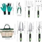 Garden Tool Set, 8 Pcs Heavy Duty Aluminum Rustproof Gardening Hand Tools，with Non-Slip Rubber Grip,Durable Storage Tote Bag,Outdoor Hand Tools, Idea for Transplanting, Weeding, Digging and Planting