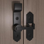 180 Degree Black Barn Door Lock, Flip Gate Latch with Handle, Heavy Sliding Door Latches, Door Security Sliding Latch Lock for Cabinets, Bathroom, Garden, Window, Garage
