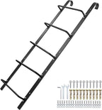 5-Rung Window Well Ladder Hooked, Heavy Duty Steel Fire Escape, Powder-Coated Basement Egress Wall Mounted, 56.2" Lx17.9 W, Black
