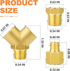 GASHER 2PCS Brass Pipe Fitting Male Branch Tee Y Adapter 1/8" NPT Female x 1/8" NPT Female x 1/8" NPT Male