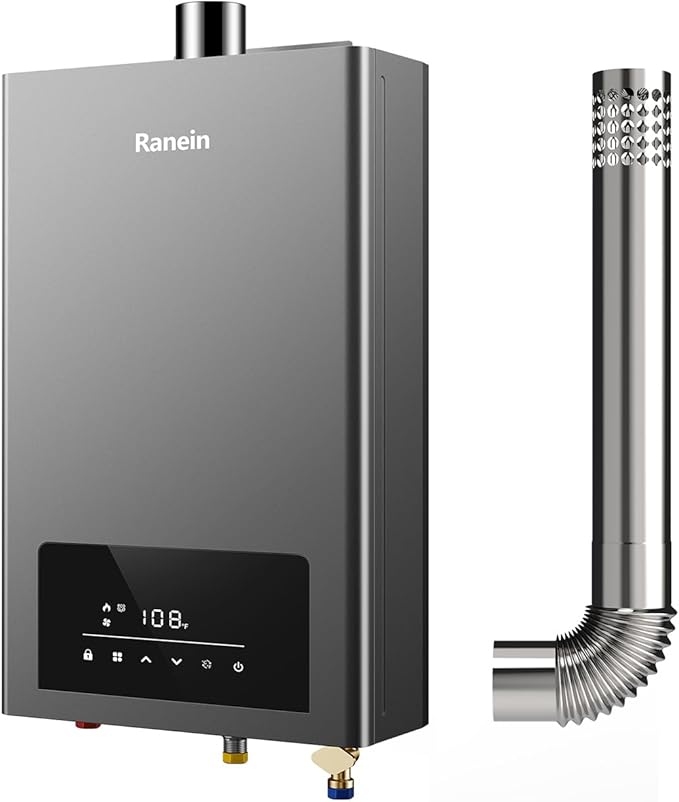 Ranein Natural Gas Tankless Water Heater, Indoor Max 3.6 GPM, 80,000 BTU Instant Hot Water Heater