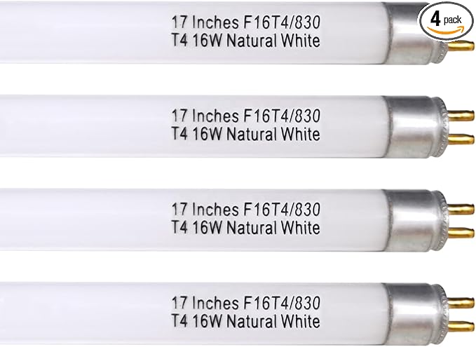 F16T4 17 Inch Fluorescent Light Bulb 16W for Furnlite FC 952, T4 16 Watt Fluorescent Tube for Westek 20125 FA200WBC, Warm White G5 Base 4 Pack