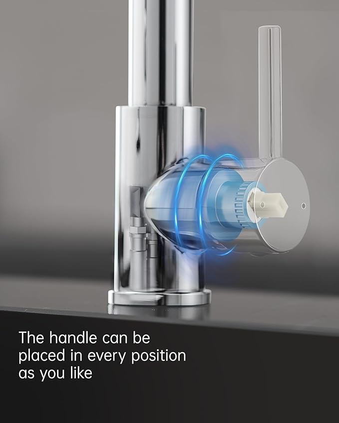 Fapully Kitchen Faucet with Pull Down Sprayer,Commercial Single Handle Kitchen Sink Faucet with LED Light Chrome