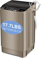 17.7 lbs Full-Automatic Washing Machine with LED Display, Laundry Washer with Drain Pump, 10 Wash Programs 8 Water Levels Washer & Spinner for Home, Apartment, Dorms, Gold