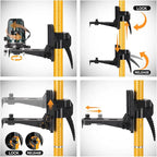 12 Ft./3.7M Professional Lasers Level Pole with Tripod, Adjustable Telescoping Pole for Leveling Tools, Multi-functional Fine-tuning Bracket with 1/4” and 5/8” Thread Adapters, Includes Carrying Bag