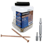 Wood Screws #10 x 4 275pcs(Approx), Tan Ruspert Coating Exterior Deck Screws, Torx/Star Drive Flat Head,Twist Shank, Cut Tip/Thread, Bit Included, 5.5 lb/Box