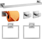 TQKAG 6-Piece Bathroom Towel Bar Sets Brushed Nickel 23.6 inch Towel Bar Stainless Steel Towel Ring Coat Hook and Toilet Paper Holder Bathroom Hardware Set Wall Mounted Bathroom Accessories Kit