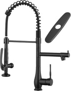 GIMILI Matte Black Kitchen Faucet with Pull Down Sprayer Single Handle High Pressure Kitchen Sink Faucet Commercial Double-Headed Kitchen Faucets