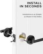 Asidrama 4 Pack Privacy Door Handles with Lock,Matte Black Door Handles Interior for Bedroom or Bathroom, Heavy Duty Black Door Levers, Reversible Keyless Turn Lock Interior Door Handle