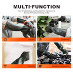 North Tower Heavy Duty Rubber Gloves, Industrial Gloves Waterproof Reusable Protective Work for Cleaning, Dishwashing, Upgraded with Non-Slip Design, Black(22in,1pair)