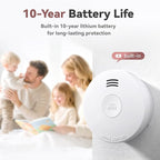 Smoke Detector 10 Year Battery, Smoke Fire Alarm with Photoelectric Sensor, Easy to Install with Magnetic Mount, Smoke Detectors with Silence Button & LED Lights for Home, 2 Pack