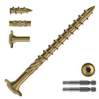 #14 x 3 Inch Lag Screws (440Pcs) 10lb. Structural Wood Screw, Bronze, Carbon Steel, Washer Head, Rust Resistant epoxy Coated, T30 Star Bit