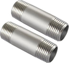 Beduan Stainless Steel Pipe Fittings, 3/4" NPT x 3/4" NPT Male Threaded, 2" Length Nipple Cast Pipe (Pack of 2)