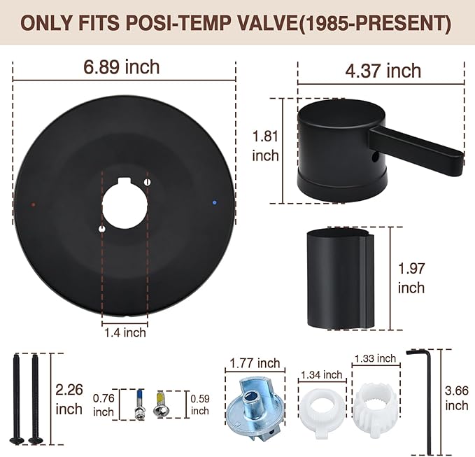 Matte Black Shower Trim Kit Compatible with Moen Posi-Temp Valve, Bathroom shower Lever Single-Handle faucet (Valve Not Included)