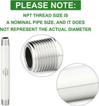 TAISHER 2PCS Stainless Steel Pipe Fittings, 1/2" NPT Male x 1/2" NPT Male Threaded, 12" Length Thickened Nipple Cast Pipe