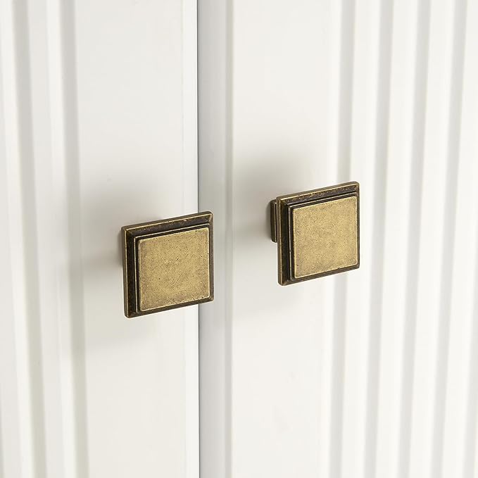 10 Pack Antique Brass Cabinet Knobs Drawer Knobs Modern Cabinet Pulls Kitchen Cabinet Handles Kitchen Cabinet Hardware Timeless Drawer Pulls for Dresser Cupboard Wardrobe, A-Brass(1x10)