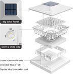 APONUO Deck Post Lights Solar Powered 6 Pack, Waterproof Outdoor LED Deck Lights for 4x4, 5x5, 6x6 Fence Posts, Warm/Cool White Light, All-Night Lighting, Auto On/Off, Patio Garden Yard Decor