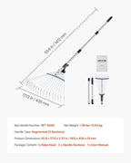 VEVOR Leaf Rake, 18 Metal Tines, Adjustable Garden Rake for Lawns with 7.7-17.1 Inch Head & 32.3-55.6 Inch Long Handle, Heavy Duty Stainless Steel Small Leaves Tool for Gardening Camping Yard Grass