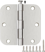 42 Pack Rounded Door Hinges Brushed Nickel 3.5 Inch Interior 5/8" 3-1/2" Flat Iron Hinge Hardware House Bifold Table Farmhouse Bedroom Office Living Room Decor 3 ½" Heavy Metal Accessories for Doors