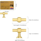 Amerdeco 10 Pack Brushed Gold Cabinet Knobs 1.46 Inch(37mm) Single Hole Cabinet Handles Rectangle Dresser Knobs Drawer Knobs and Pulls for Bathroom Cabinets ZH0069