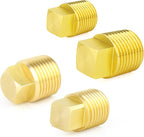 GASHER 20PCS Brass Plug Pipe Fitting Kit,1/4",3/8",1/8",1/2" NPT Male Square Head Plug