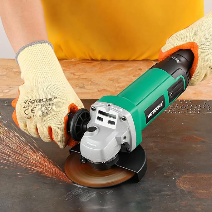 Hoteche 5-Inch Angle Grinder 11-Amp Heavy Duty Variable Speed Power Grinder Corded Electric Grinding & Cutting Tool for Metal, Quick-Change Disc Compatible(Tool Only)
