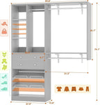Closet System - 5FT Small Closet System with Drawers, 60" Closet Organizer System with Reversible Hanging Shelving, Closet Systems for Small/Walk-in Closets, Morandi Grey