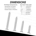 White Head 50 PCS #10X3 Stainless Steel Phillips Flat Head Wood Screws,Stainless Steel 18-8 A2(304) Screw,Home Screw Kit by QISHENG