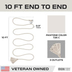 Iron Forge Cable Weatherproof 10 Ft Outdoor Extension Cord with 3 Outlets - 16/3 SJTW Heavy Duty Beige Extension Cord 3 Prong - 13 Amp Power Cable